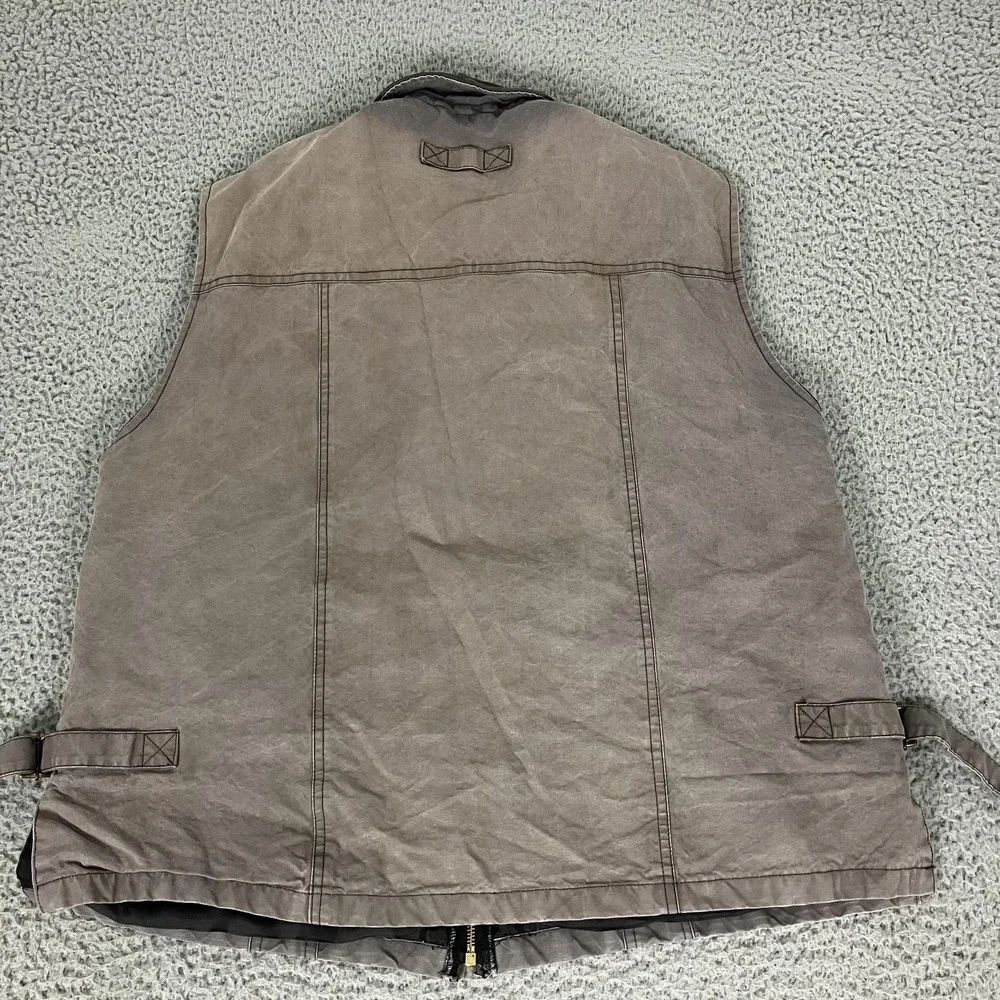 Kakadu Traders Vest Mens 2XL Brown Canvas Full Zip Shooting Hunting C11MV03
